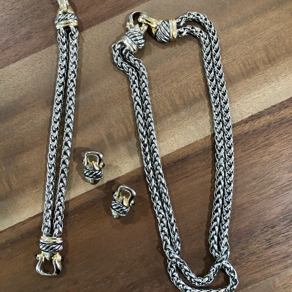 3 pc silver & gold tone set of Yurmaneske jewelry